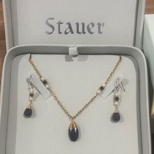 Vintage Stauer ~ Midnight Sapphire Necklace & Earrings Set